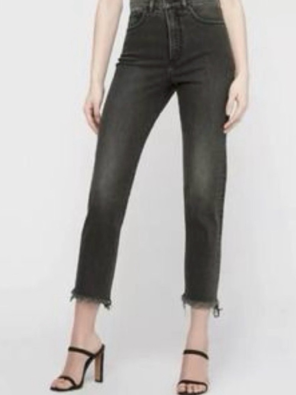 Express Mom Jean Super High Rise in Gray Wash